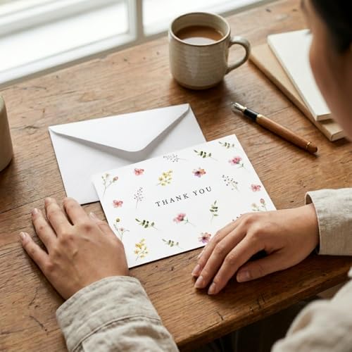 GardenCity Beautiful Floral Thank You Cards with Envelopes, 4” x 6”, 30 Pack, Wildflower Blank Thank You Cards - Perfect for Bridal Shower, Baby Shower, Weddings & All Occasions - color: Wildflower