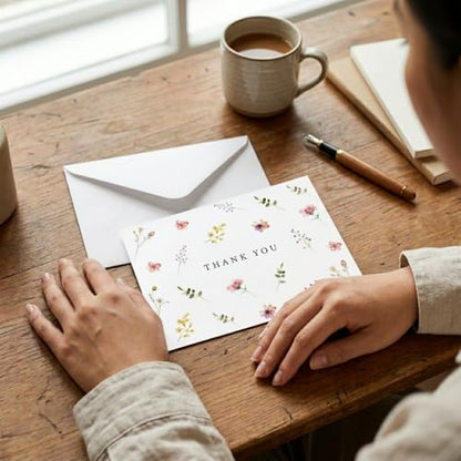 GardenCity Beautiful Floral Thank You Cards with Envelopes, 4” x 6”, 30 Pack, Wildflower Blank Thank You Cards - Perfect for Bridal Shower, Baby Shower, Weddings & All Occasions - color: Wildflower