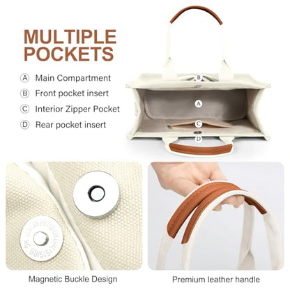 LHMTQVK Canvas Tote Bag for Women, Work & Bible Study Handbag - color: Beige