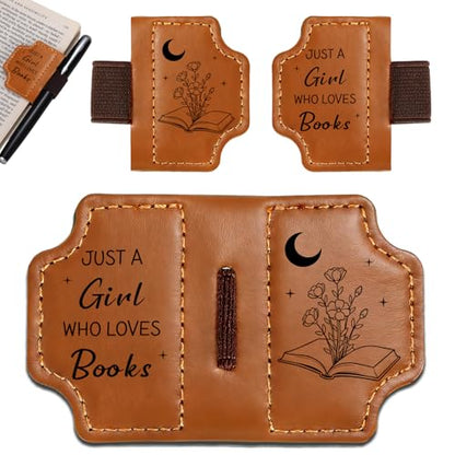 Magnetic Leather Bookmark for Book Lovers Friends Valentine’s Day Gifts for Her, Book Marks for Reading Women, Teacher, Student, Book Lovers Gifts & Accessories Bookish Gifts Reading Accessories - style: JUST A GIRL WHO LOVES BOOKS