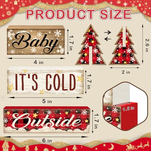 Britimes Tiered Tray Decor Set, 4 Pack, Wooden Table Sign, Plaid Farmhouse - color: Red
