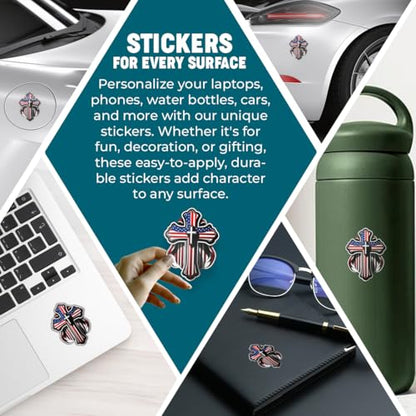 American Flag Cross Sticker 5 Inch Waterproof Christian Faith Vinyl Decal Patriotic USA Religious Graphic for Car Truck Laptop Window Water Bottle Bumper - color: 06