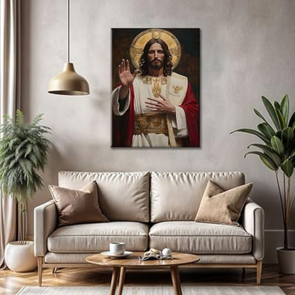Jesus Blessing Canvas Wall Art, Gallery Wrapped Christian Print, 12x16 - color: Majestic Jesus, size: 16"L x 12"W