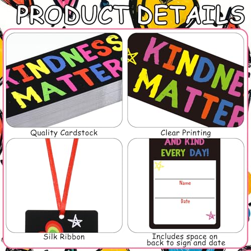 Dispowreath 60 Pcs Kindness Matters Pledge Bookmarks Inspirational Pledge Bookmarks Church Exchange Gifts for Party Favors Prizes Reading Accessories Book Club Supplies Incentive Gifts - style: Kindness Matters
