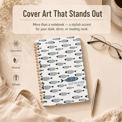 Christian Fish Coastal Beach Spiral Notebook, Romans 12:2 Bible Verse Journal, Christian Gifts for Women Men, Religious Scripture Hardcover Lined Notebook Journal, 5.5x8.3 Inch - color: pattern-17