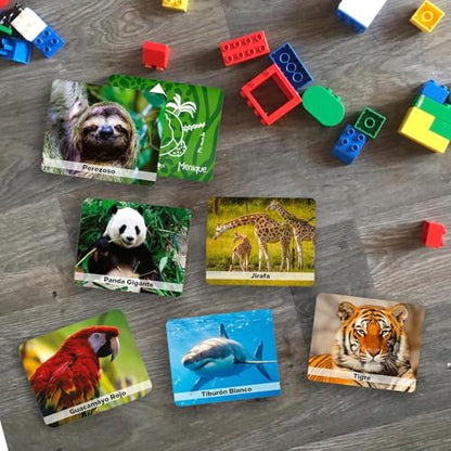 Menique Wild Animals Memory Matching Game – 80 Cards (40 Pairs) with Real Photos – Includes Educational Booklet with Animal Facts – Fun & Cognitive Game for Kids and Adults - style: Wild Animals