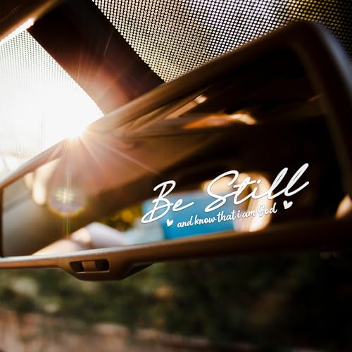 Set 2 Pcs Be Still and Know That I am God Rearview Mirror Decal Funny Christian Bible Verse Sticker Water Bottle Window Vinyl Waterproof 3,5x1,2 inch Car Decals for Friend Coworker Dad Mom - color: Be Still and Know That I Am God