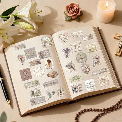 Prayer Board Supplies Kit - 50 Pcs Christian Jesus Bible Stickers - color: Flower