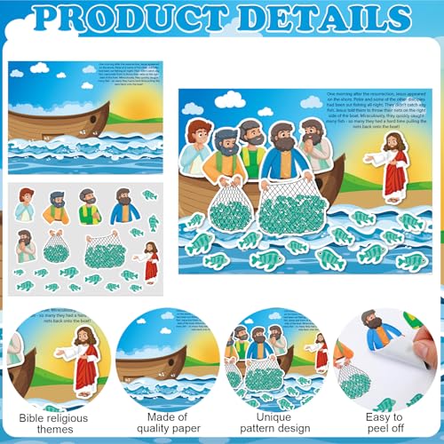 Marspark 24 Pcs Jesus Visits Disciples Bible Scene Stickers, Christian VBS - style: Jesus Visits Disciples
