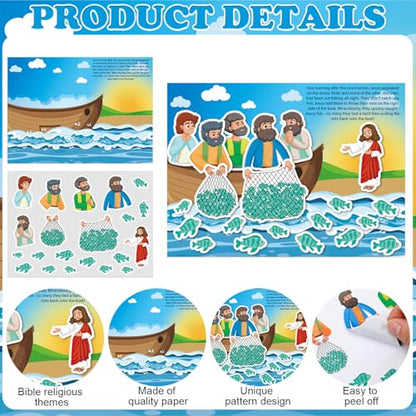 Marspark 24 Pcs Jesus Visits Disciples Bible Scene Stickers, Christian VBS - style: Jesus Visits Disciples