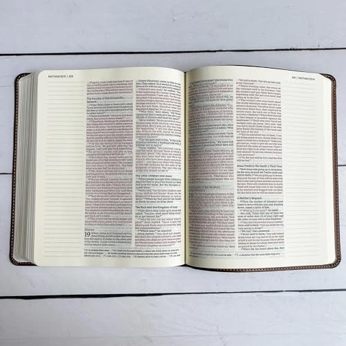 JOY CREATIVE NIV Journaling Bible | Brown With Gold Cross | Be Thou My Vision With Flowers | Includes Option to add Engraved Name | Personalized and Customizable Gift