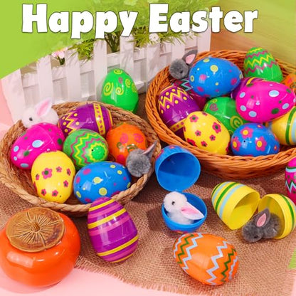 48 PCS 3.1" Plastic Printed Easter Eggs Bulk, Bright Colorful Fillable Empty Easter Eggs Bulks for Egg Hunt, Kids Easter Basket Stuffers Fillers Classroom Prizes Rewards Party Favors for Boys Girls - style: 48 PCS 3.1" Printed Easter Eggs