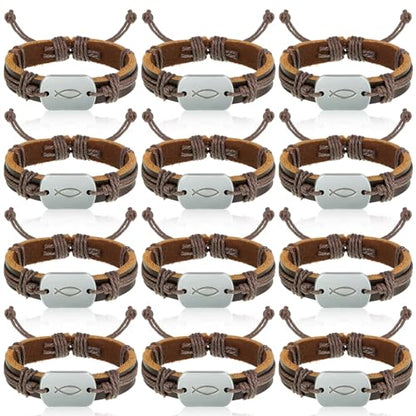 Landical 12 Pcs Fish Bracelet for Men First Communion Confirmation Gifts