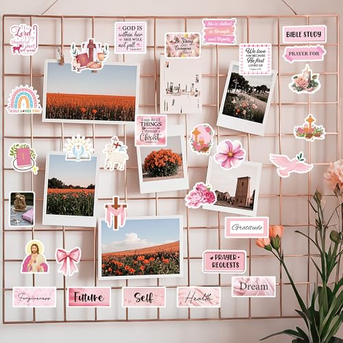 Pink Prayer Board Stickers, Christian Bible Decals for Women Journals - color: Pink Motivation Prayer