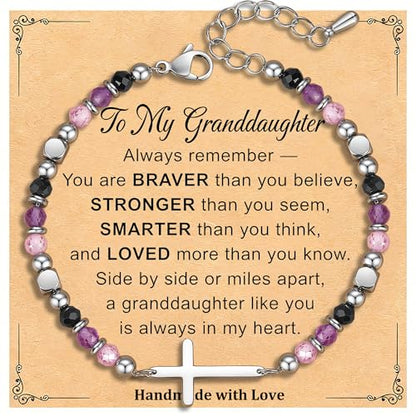 Adjustable Religious Gifts Cross Bracelet for Women Girl - style: Granddaughter