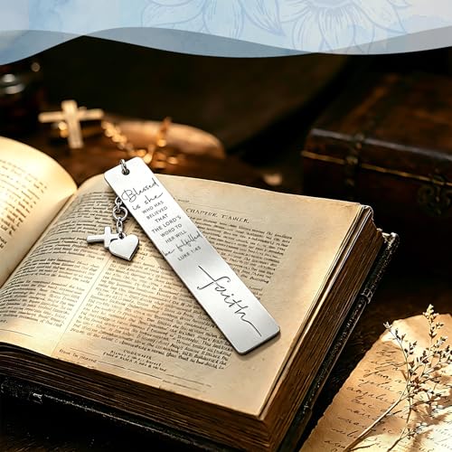 Christian Faith Bookmark, Inspirational Devotional Gift with Luke 1:45 Blessed is She Who Believed Scripture, Spiritual Accessory for Christian Women & Church Group Members, Faith16