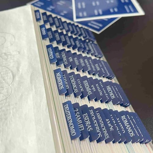 Spanish Laminated Bible Tabs, pestañas para biblia en español, Reposition Large Print Stickers, Easy to Read and Apply Bible Tabs for Women and Man (Spanish Blue) - color: Spanish Blue