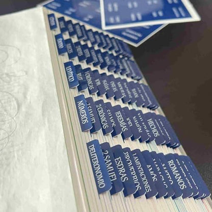 Spanish Laminated Bible Tabs, pestañas para biblia en español, Reposition Large Print Stickers, Easy to Read and Apply Bible Tabs for Women and Man (Spanish Blue) - color: Spanish Blue