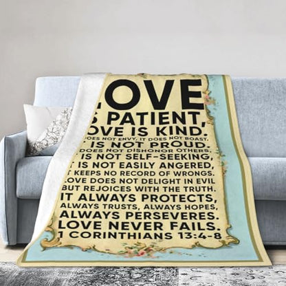 Love is Patient Love is Kind Gifts Blanket 60"X50" Bible Verses Christian Bed Throw Blanket Soft Lightweight Cozy Warm Religious Blankets for Kids Teens Men Women - color: Love, size: 60"x50"