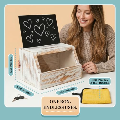 Tip Jar with Lock and Key – Wooden Cash Box for Bar, Cafe and Food Truck