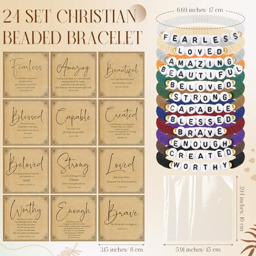Kenning 24 Set Christian Bracelet for Men Women - color: Dark Color