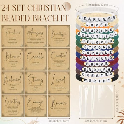 Kenning 24 Set Christian Bracelet for Men Women - color: Dark Color