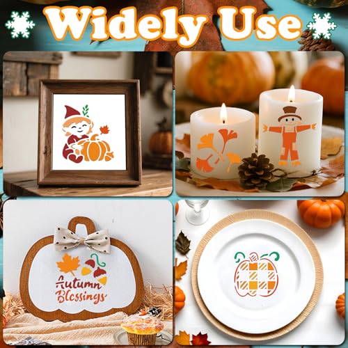 72 PCS Fall Stencils for Painting, 3x3 Inch Reusable Thanksgiving Stencils for Seasonal Home Art, Gourds Autumn Leave Turkey Thanksgiving Painting Templates on Wood, Window Door Decor DIY Decoration - style: 72PCS Thanksgiving