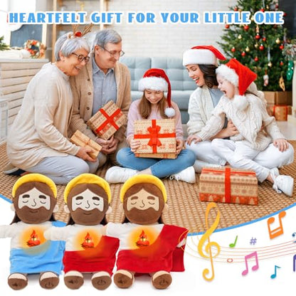 15" Soothing Jesus Plush Toys that Breathes, Light up Plush of God - color: Brown