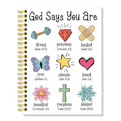 ERHACHAIJIA God Says You are Lined Spiral Notebook for Women Girls Daughter - color: White-red-yellow