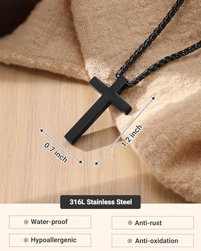 UNGENT THEM Be Strong in Faith, 20 Inch Cross Necklace for Men Teen Boys - style: Isaiah 41:10
