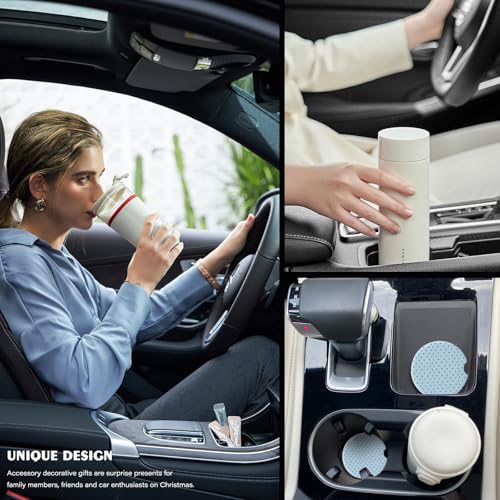 2 Pack Car Coasters for Cup Holders, Cute Car Accessories Interior (Blue Polka Dots) - color: Blue Polka Dots
