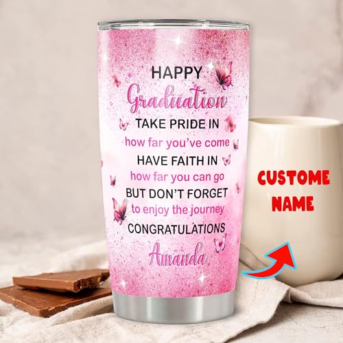 Class of 2026 Personalized Stainless Steel Tumbler 20 oz 30 oz – High School Graduation Insulated Travel Coffee Mug with Lid for Girls Women Seniors - color: Graduation 500