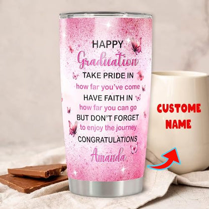 Class of 2026 Personalized Stainless Steel Tumbler 20 oz 30 oz – High School Graduation Insulated Travel Coffee Mug with Lid for Girls Women Seniors - color: Graduation 500