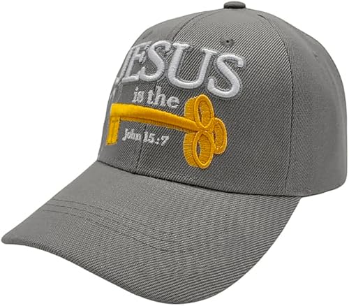Black Duck Brand 3D Jesus is The Key Embroidered Jesus Christian Ball Cap - color: Gray