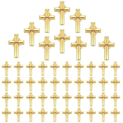 Jexine 50 Pcs Small Cross Lapel Pins Bulk, Religious Enamel Pin - color: Gold