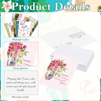 Motiskyy 36 Pcs Christian Get Well Cards with Scripture, Printing Floral - style: Printing Floral