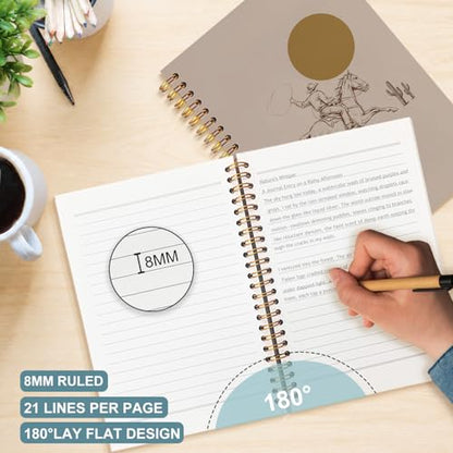 Boho Western Cowboy Spiral Notebook 5.5x8.3 - color: White Boho Western Cowboy