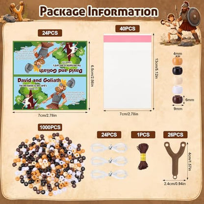 Soulchen 1120 Pcs/24 Sets David and Goliath Crafts Kit Beads Bracelets Vbs - style: David and Goliath
