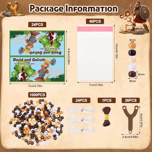 Soulchen 1120 Pcs/24 Sets David and Goliath Crafts Kit Beads Bracelets Vbs - style: David and Goliath