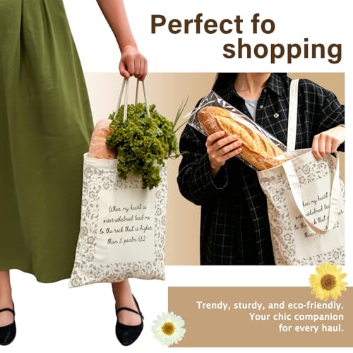 Bible Tote BagsGifts for Women, Cute Christian Church Canvas Tote Bag Christian Reusable Shopping Bags - color: Bible-02