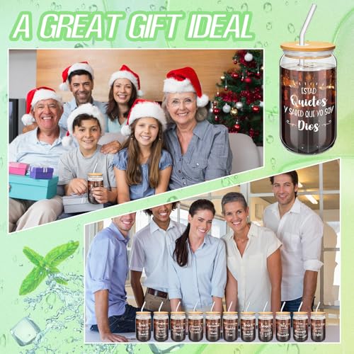 12 Pcs Christian Glass Cups Bulk Christian Gifts for Woman,Español - style: Español