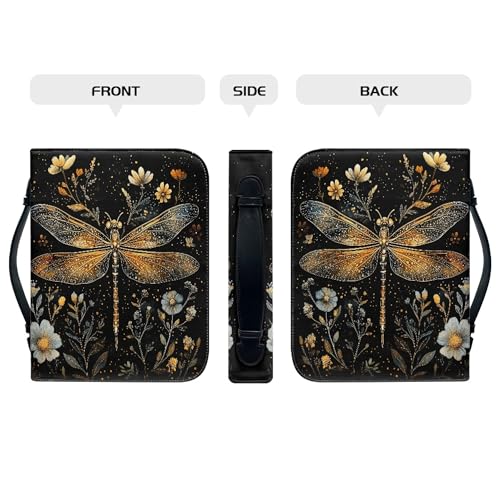 Dragonfly Bible Case for Women Girls Flower Print Womens Bible Cover Leather Bible Carrying Cases Christian Gifts for Women Size：XL - color: Dragonfly, size: XL （11.22-7.99in）
