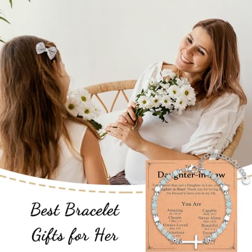 Religious Cross Bracelet for Women Girls, Christian Gifts - color: Daughter-in-Law