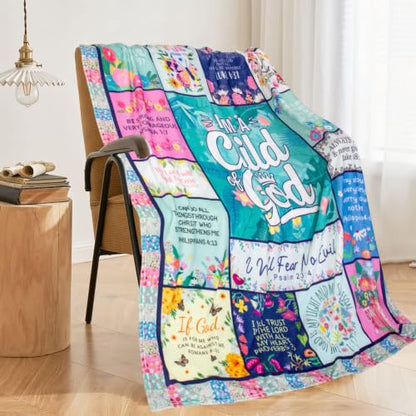 Christian Gifts for Women, Baptism Gifts for Girl Blanket 60"X50" - color: Green-christian