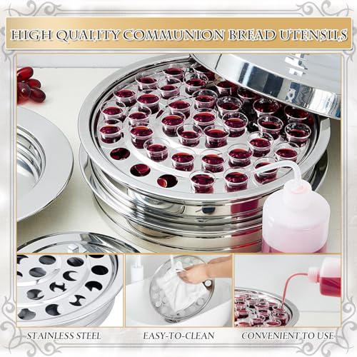 Zhehao 1 Set Holy Communion Trays for Churches with Lid, Churches Cup Fillers, 100 Disposable Communion Cups (Silver) - color: Silver