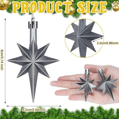 Syhood 12 Pack Iron Gray Bethlehem Star Ornaments Christmas Tree - color: Iron Gray