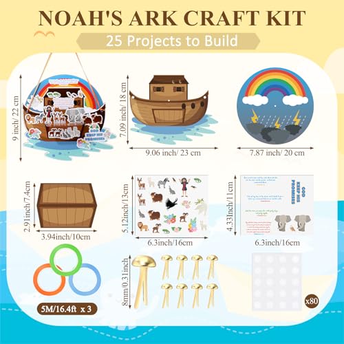 Tenceur 25 Sets DIY Noah's Ark Animal Sticker Scene Kit