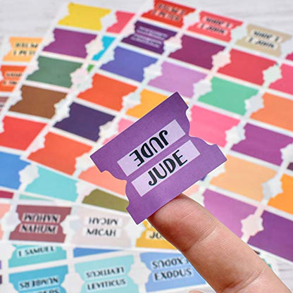 Bible Index Tabs New & Old Testament Tabs Matte Laminated Floral Design, Bible Journaling Supplies - 122 Pcs (Solid Color) - color: Solid Color