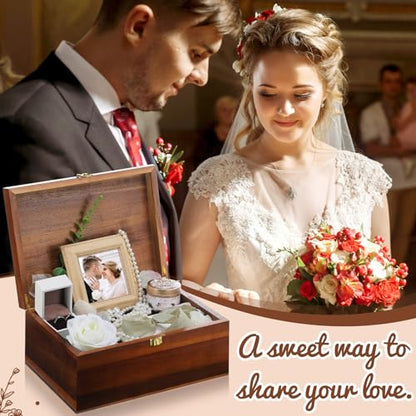Threehoney Large Wooden Wedding Keepsake Box with Lid,Mr&mrs - style: Mr&Mrs