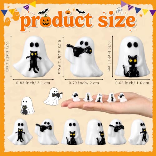 50 Pcs Mini Halloween Ghost Figurines Tiny Resin Ghosts with Black Cat - style: Ghost